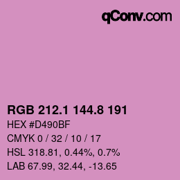 カラーコード: RGB 212.1 144.8 191 | qconv.com