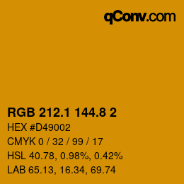 カラーコード: RGB 212.1 144.8 2 | qconv.com