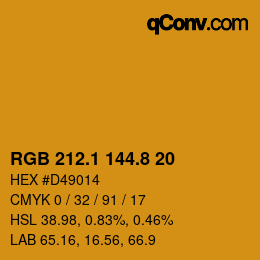 カラーコード: RGB 212.1 144.8 20 | qconv.com