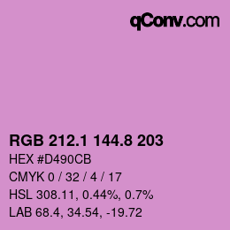 カラーコード: RGB 212.1 144.8 203 | qconv.com