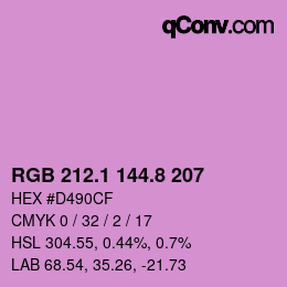 カラーコード: RGB 212.1 144.8 207 | qconv.com