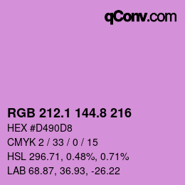 カラーコード: RGB 212.1 144.8 216 | qconv.com