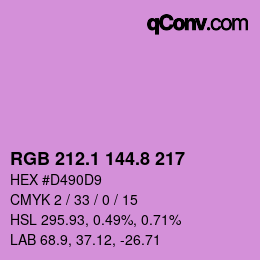 カラーコード: RGB 212.1 144.8 217 | qconv.com