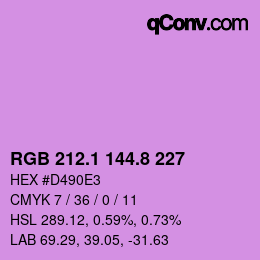 カラーコード: RGB 212.1 144.8 227 | qconv.com