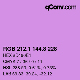 カラーコード: RGB 212.1 144.8 228 | qconv.com