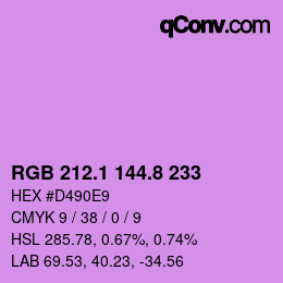 カラーコード: RGB 212.1 144.8 233 | qconv.com