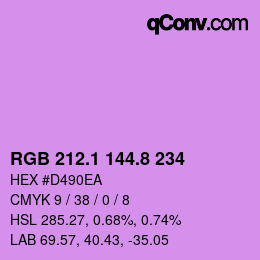カラーコード: RGB 212.1 144.8 234 | qconv.com