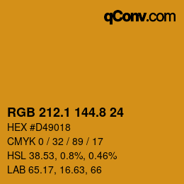 カラーコード: RGB 212.1 144.8 24 | qconv.com