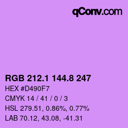 カラーコード: RGB 212.1 144.8 247 | qconv.com