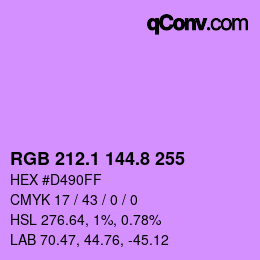 カラーコード: RGB 212.1 144.8 255 | qconv.com