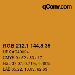 Color code: RGB 212.1 144.8 36 | qconv.com