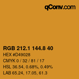 カラーコード: RGB 212.1 144.8 40 | qconv.com