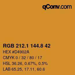 Color code: RGB 212.1 144.8 42 | qconv.com
