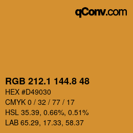 Color code: RGB 212.1 144.8 48 | qconv.com