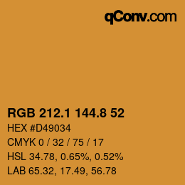 Color code: RGB 212.1 144.8 52 | qconv.com