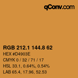 Color code: RGB 212.1 144.8 62 | qconv.com