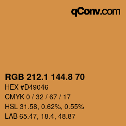 Farbcode: RGB 212.1 144.8 70 | qconv.com