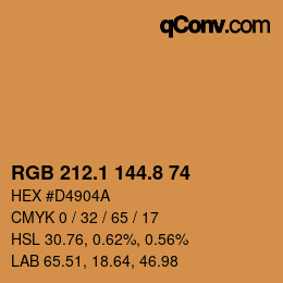 Color code: RGB 212.1 144.8 74 | qconv.com