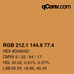 カラーコード: RGB 212.1 144.8 77.4 | qconv.com