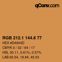 Color code: RGB 212.1 144.8 77 | qconv.com