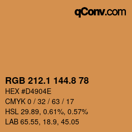Color code: RGB 212.1 144.8 78 | qconv.com