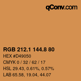 Código de color: RGB 212.1 144.8 80 | qconv.com