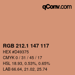 カラーコード: RGB 212.1 147 117 | qconv.com