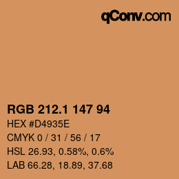 カラーコード: RGB 212.1 147 94 | qconv.com