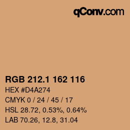 Color code: RGB 212.1 162 116 | qconv.com