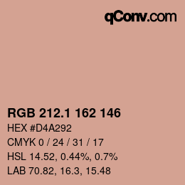 Farbcode: RGB 212.1 162 146 | qconv.com