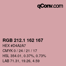カラーコード: RGB 212.1 162 167 | qconv.com