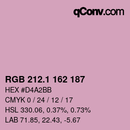 カラーコード: RGB 212.1 162 187 | qconv.com