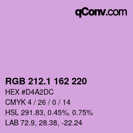 カラーコード: RGB 212.1 162 220 | qconv.com