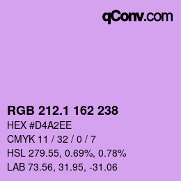 カラーコード: RGB 212.1 162 238 | qconv.com