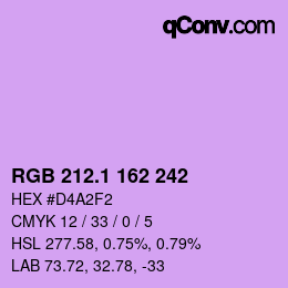 カラーコード: RGB 212.1 162 242 | qconv.com