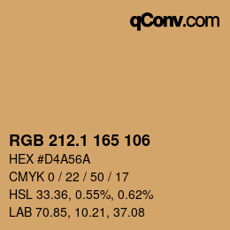 カラーコード: RGB 212.1 165 106 | qconv.com