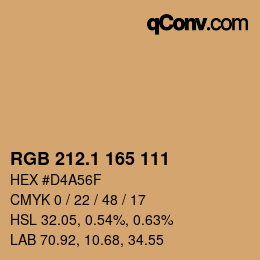 カラーコード: RGB 212.1 165 111 | qconv.com