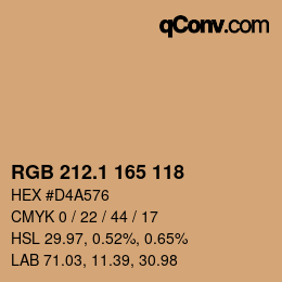 カラーコード: RGB 212.1 165 118 | qconv.com