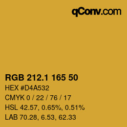 カラーコード: RGB 212.1 165 50 | qconv.com