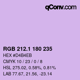 カラーコード: RGB 212.1 180 235 | qconv.com