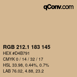 カラーコード: RGB 212.1 183 145 | qconv.com
