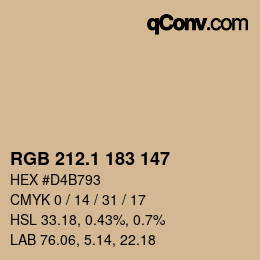 カラーコード: RGB 212.1 183 147 | qconv.com