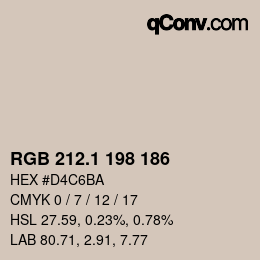 カラーコード: RGB 212.1 198 186 | qconv.com