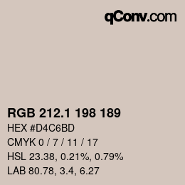 カラーコード: RGB 212.1 198 189 | qconv.com
