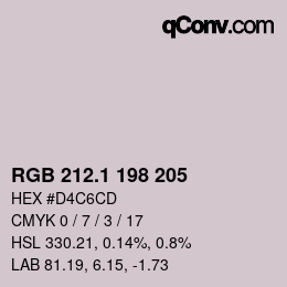 カラーコード: RGB 212.1 198 205 | qconv.com