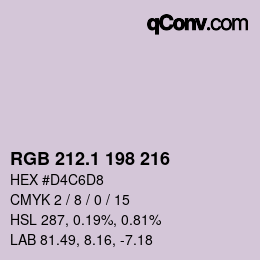 カラーコード: RGB 212.1 198 216 | qconv.com
