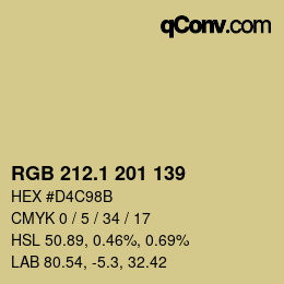 カラーコード: RGB 212.1 201 139 | qconv.com