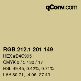 カラーコード: RGB 212.1 201 149 | qconv.com