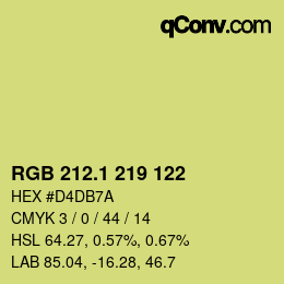 カラーコード: RGB 212.1 219 122 | qconv.com