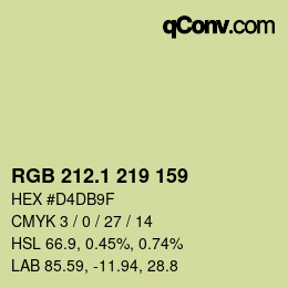 カラーコード: RGB 212.1 219 159 | qconv.com